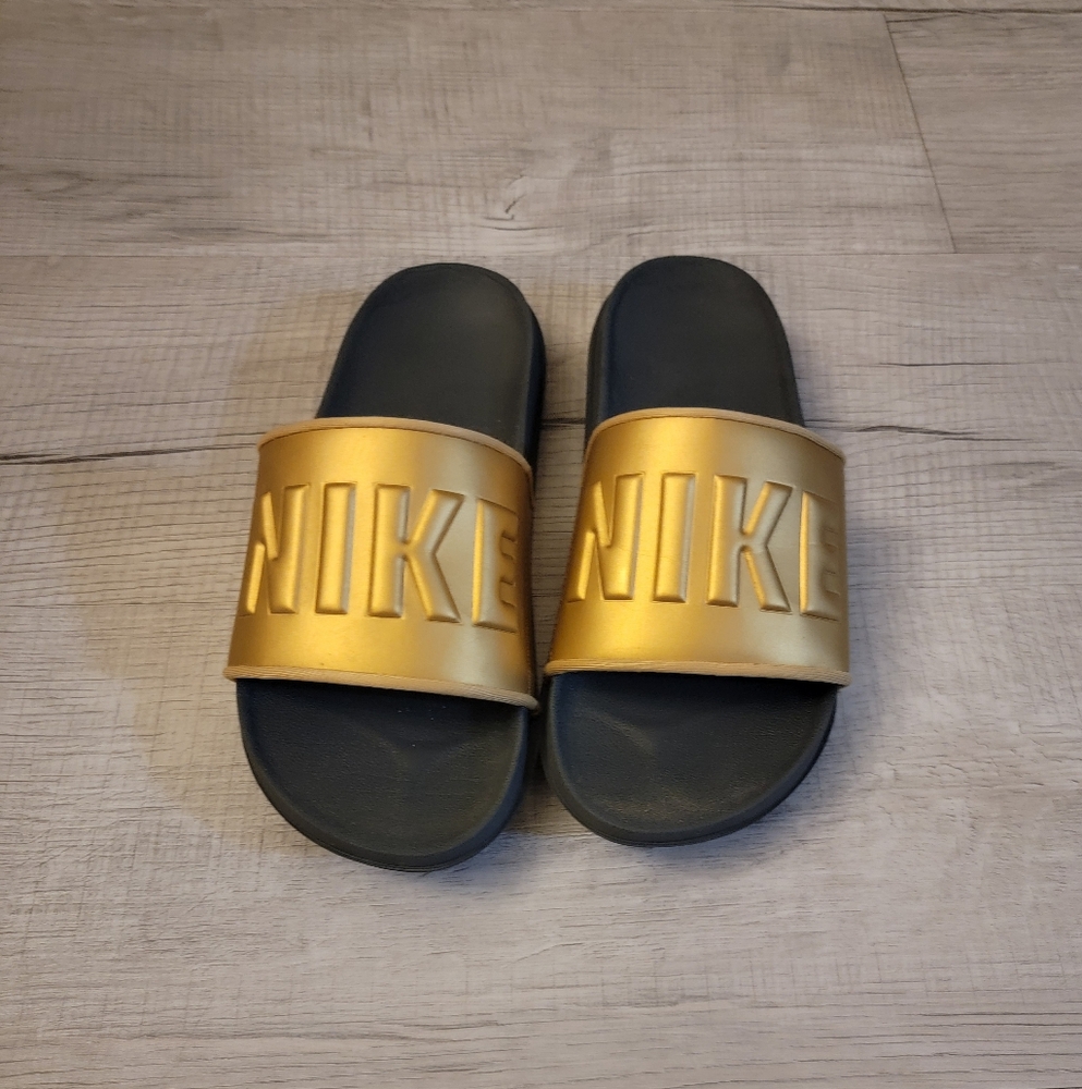 Nike Gold Slide Sandals